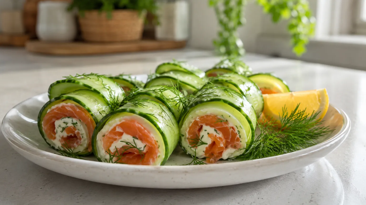 Keto Smoked Salmon Cucumber Rolls