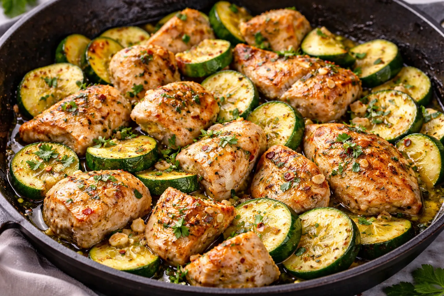 Keto Chicken with Zucchini in Olive Oil