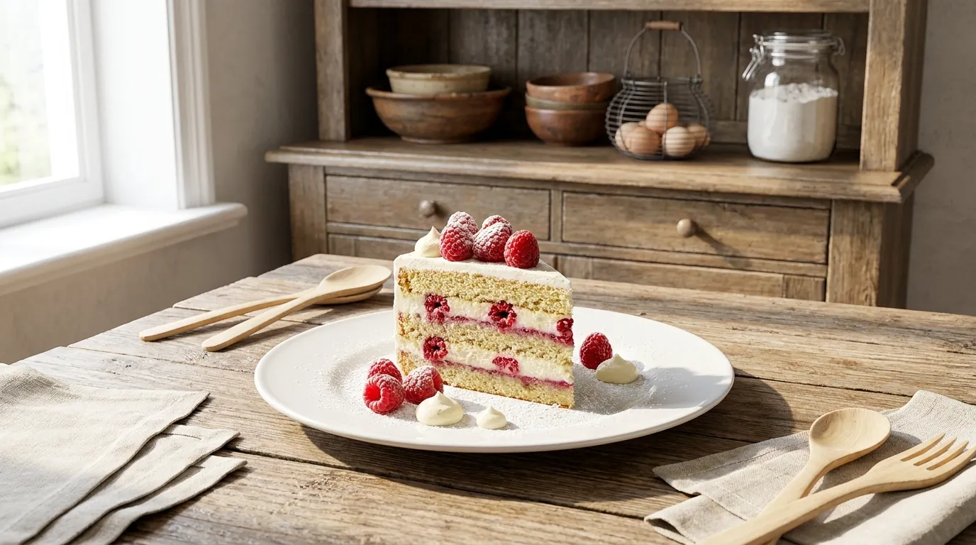 Fresh Raspberry and Vanilla Cream Layer Cake