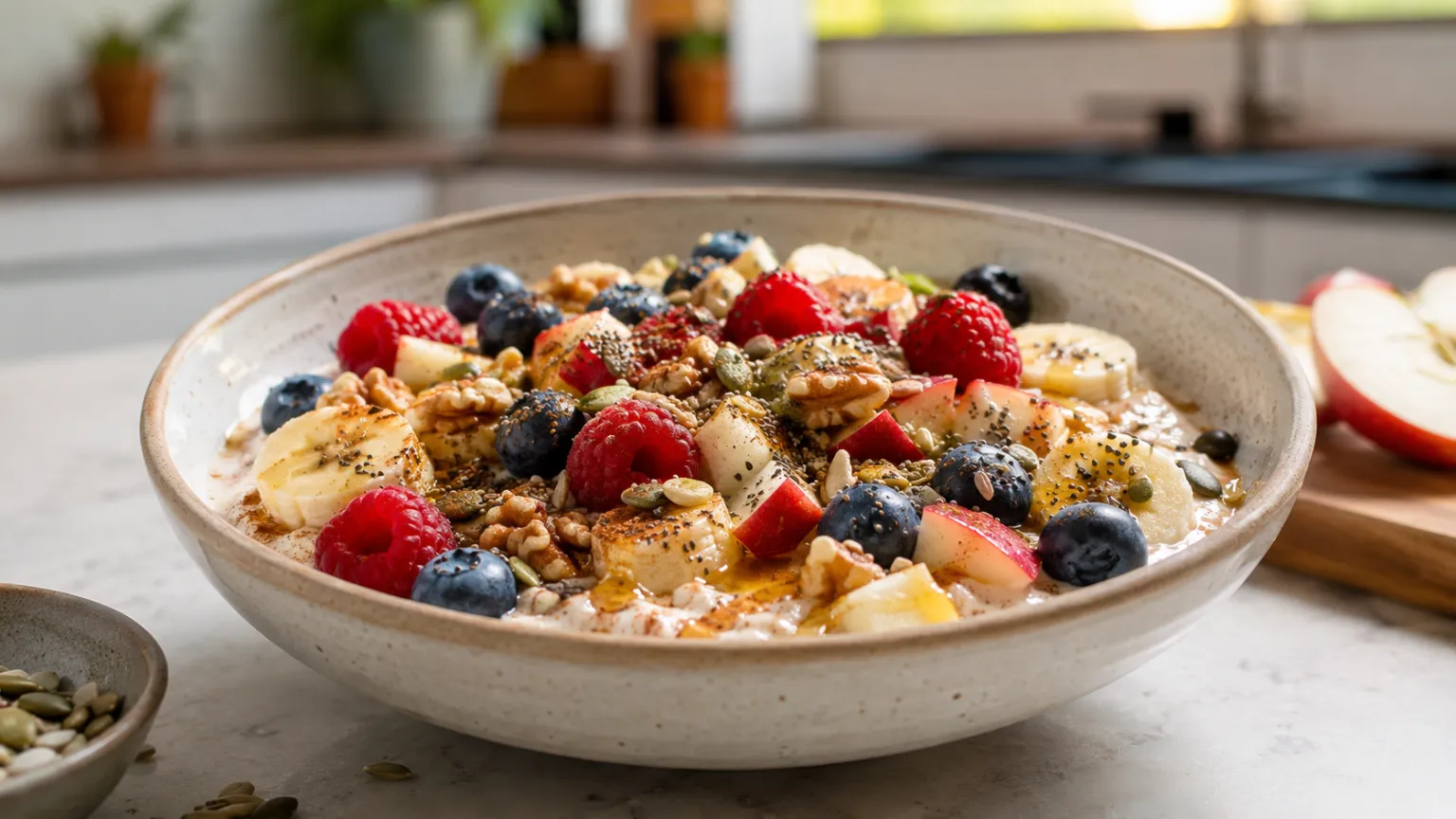Proteinski jogurt bowl sa voćem i sjemenkama (doručak za mršavljenje, 5 minuta)