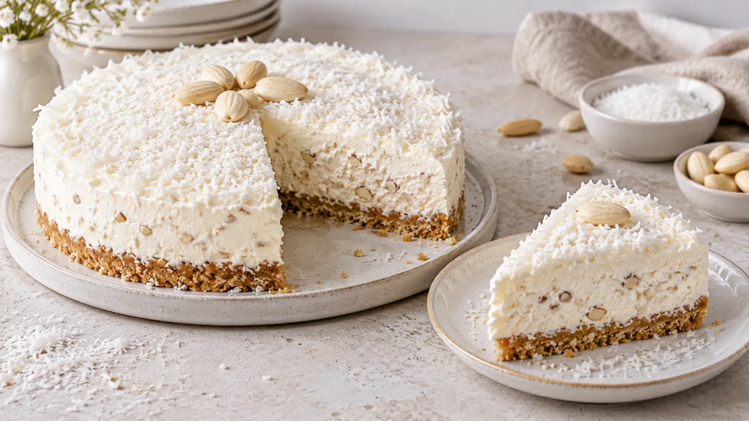No-Bake Raffaello Coconut and White Chocolate Cake