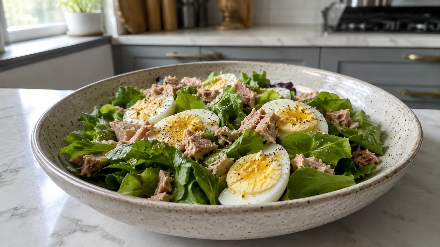 Ton Balıklı ve Yumurtalı Keto Salata