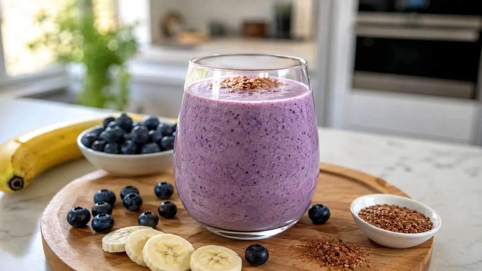 Kefir Smoothie: Banana + Blueberries (5 Minutes)