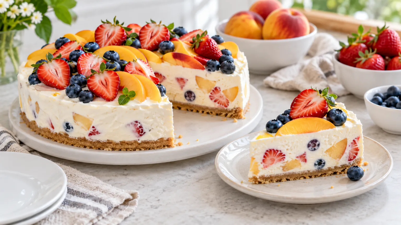 Easy No-Bake Fresh Fruit Cake with Mascarpone