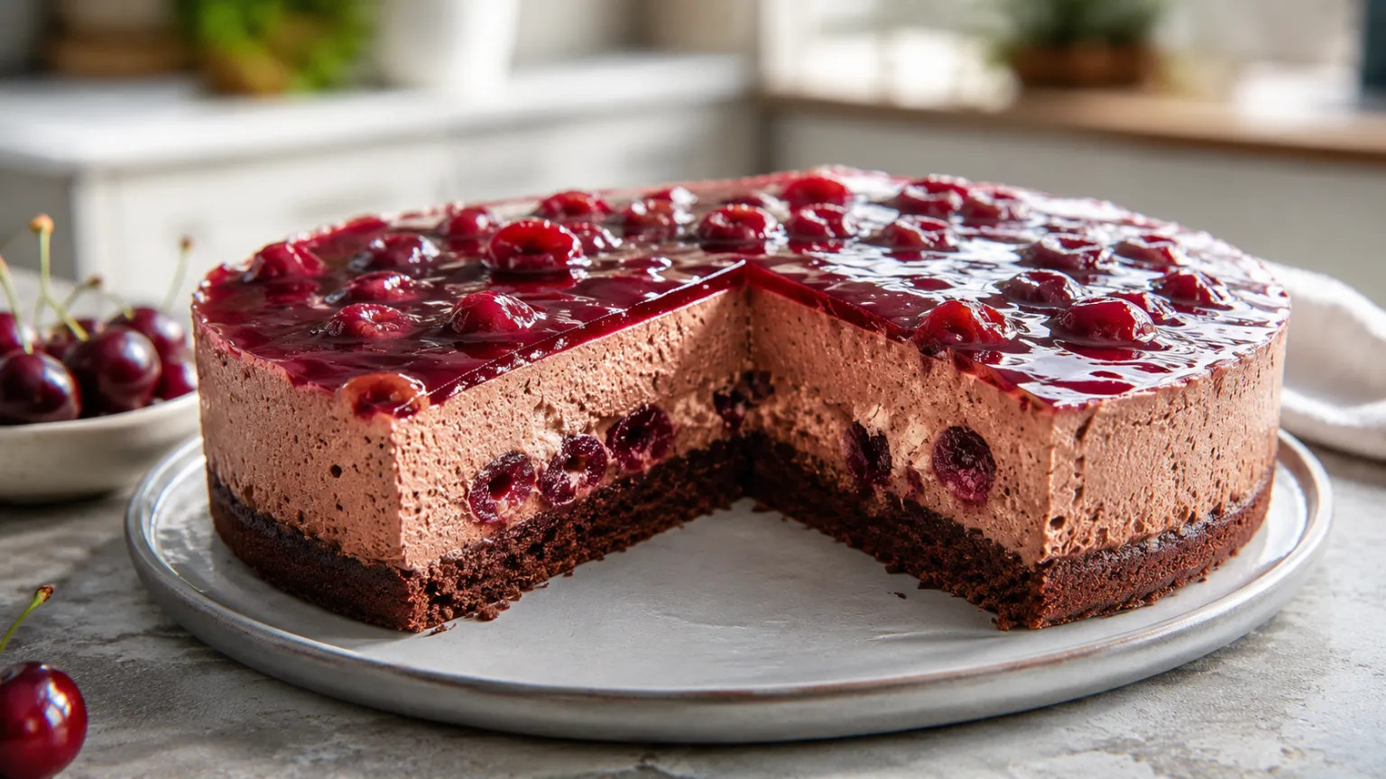 Cherry Chocolate Mousse Cake