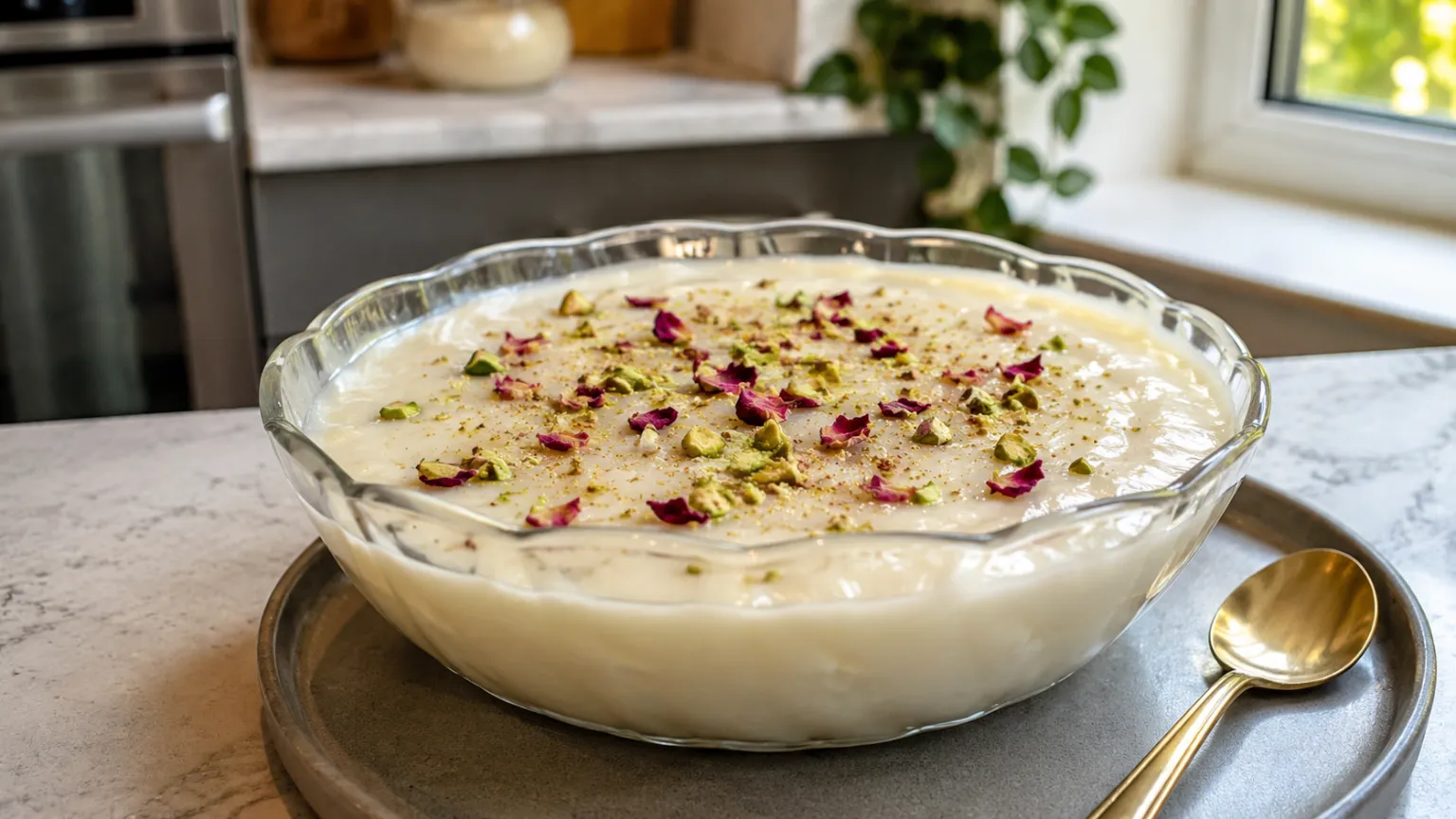 Milchpudding mit Rosenwasser