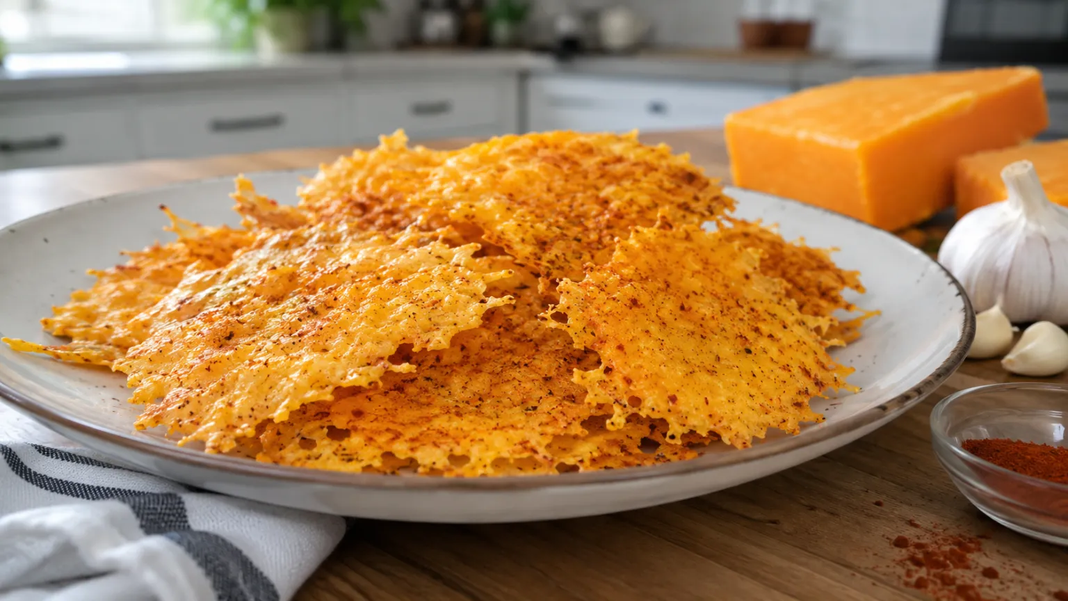 Keto Cheddar Peynir Cipsleri