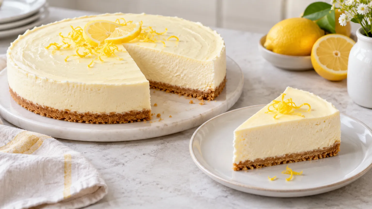 Classic No-Bake Lemon Cheesecake Without Gelatin